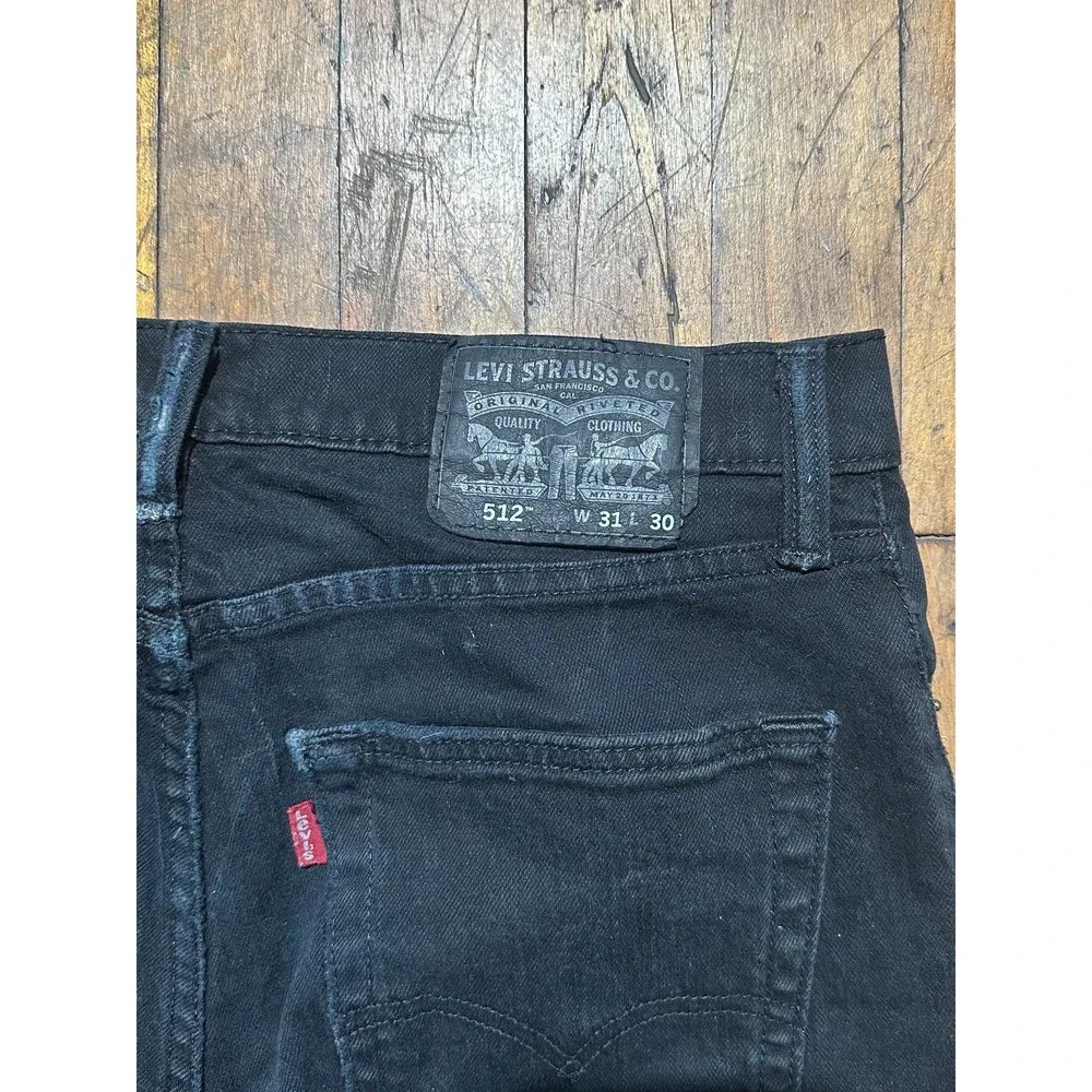 Levi's 512 Jeans Men's Size 31x30 Black Denim Slim Fit‎ Flat Front Straight Leg